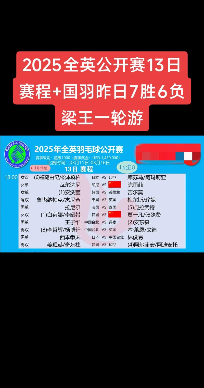 全英羽毛球公开赛决赛时间表