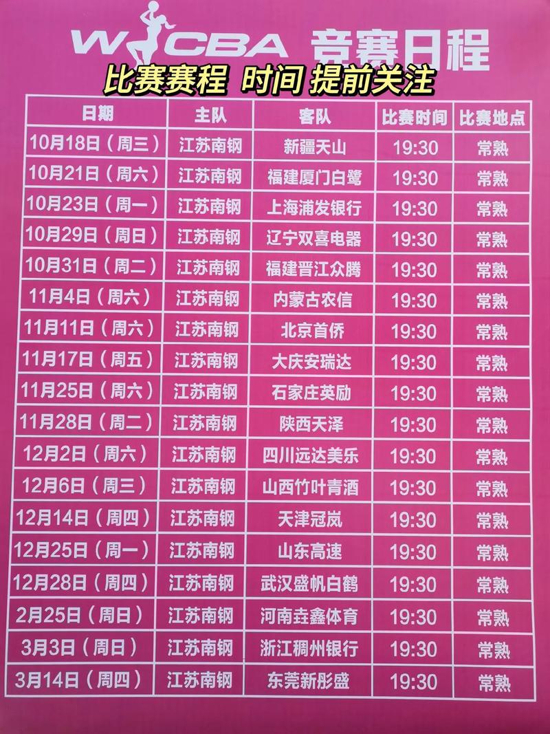 中国女篮球赛程表